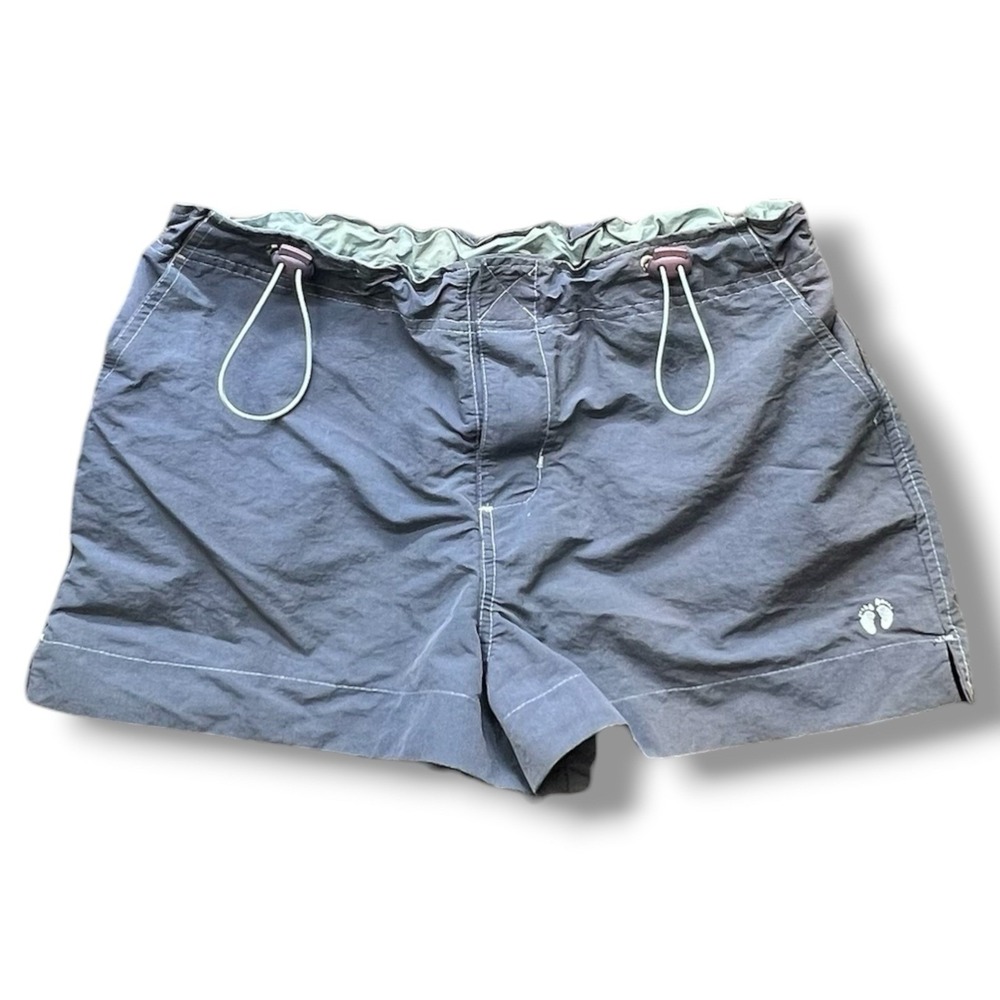 Hang Ten Swim Shorts Womens XL Gray Blue Nylon Beach Surf Adjustable Waist